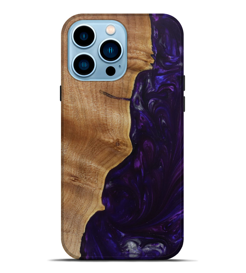 iPhone 14 Pro Max Wood+Resin Live Edge Phone Case - Eason (Purple, 620139)