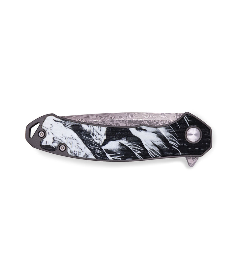 EDC Wood+Resin Pocket Knife - Floyd (Black & White, 646556)