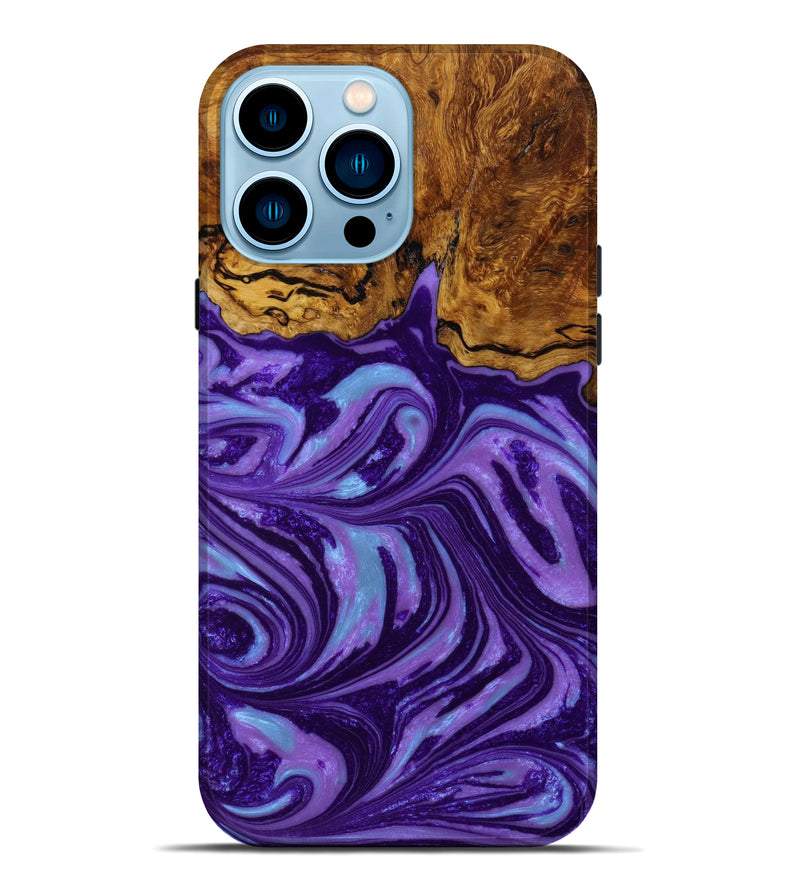 iPhone 14 Pro Max Wood+Resin Live Edge Phone Case - Tabatha (Purple, 647607)