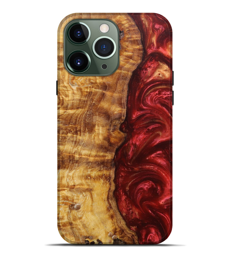 iPhone 13 Pro Max Wood+Resin Live Edge Phone Case - Alicia (Red, 637040)