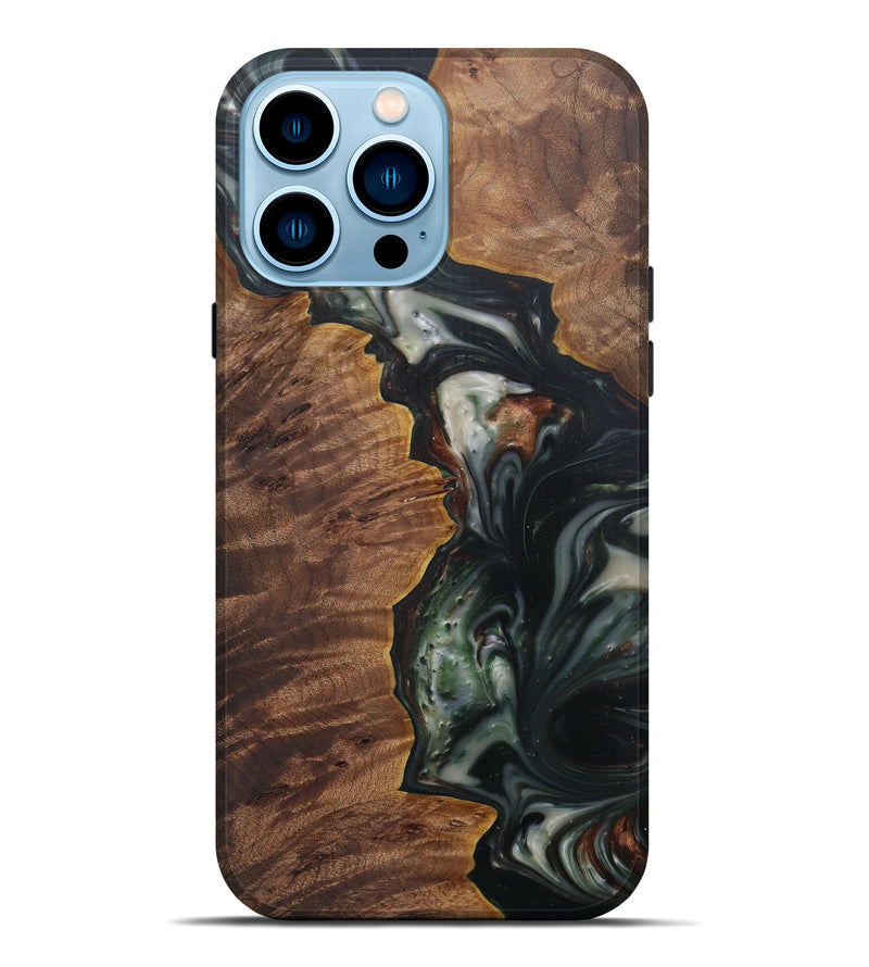 iPhone 14 Pro Max Wood+Resin Live Edge Phone Case - National (Dark Green, 594198)