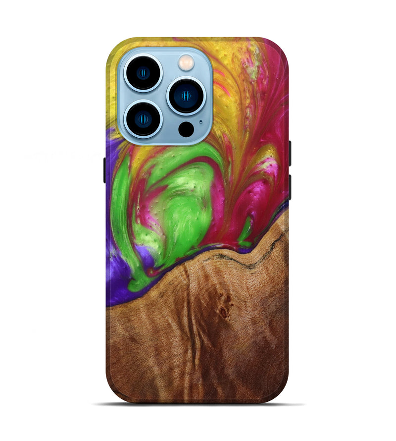 iPhone 14 Pro Wood+Resin Live Edge Phone Case - Chet (Dark Green, 599173)