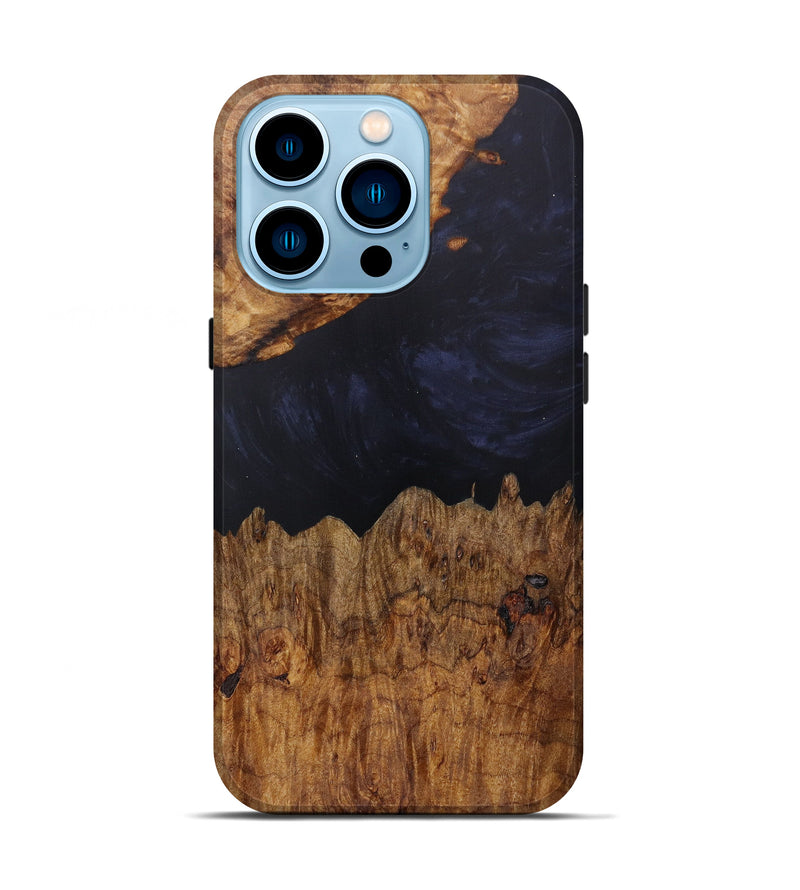 iPhone 14 Pro Wood+Resin Live Edge Phone Case - May (Pure Black, 610310)