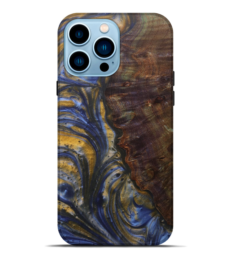 iPhone 14 Pro Max Wood+Resin Live Edge Phone Case - Natividad (Dark Blue, 593304)