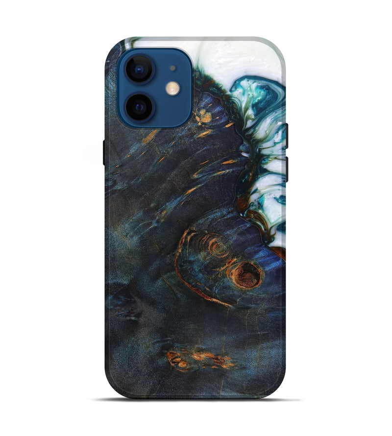 iPhone 12 Wood+Resin Live Edge Phone Case - Eden (Green, 622877)