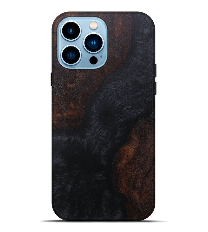 iPhone 14 Pro Max Wood+Resin Live Edge Phone Case - Shoshana (Pure Black, 591427)