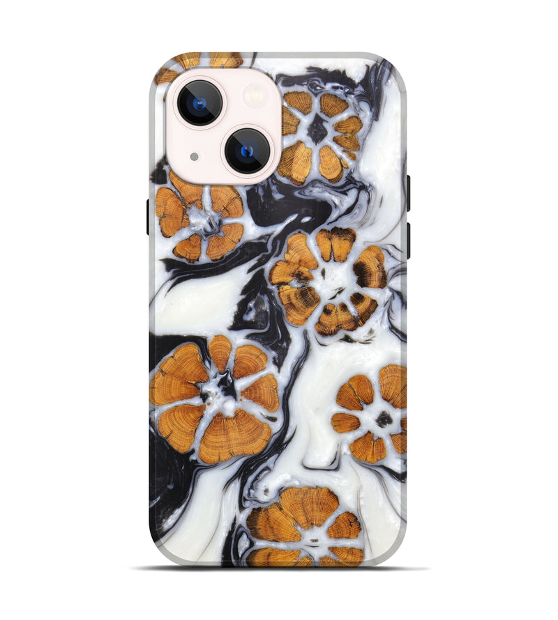 iPhone 14 Wood+Resin Live Edge Phone Case - Derek (Black & White, 604249)