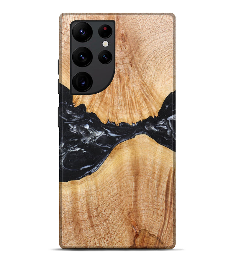 Galaxy S22 Ultra Wood+Resin Live Edge Phone Case - Dacie (Pure Black, 603737)