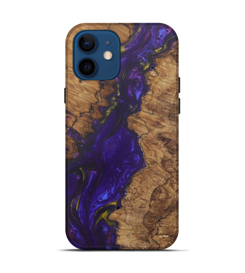 iPhone 12 Wood+Resin Live Edge Phone Case - Daune (Purple, 575499)