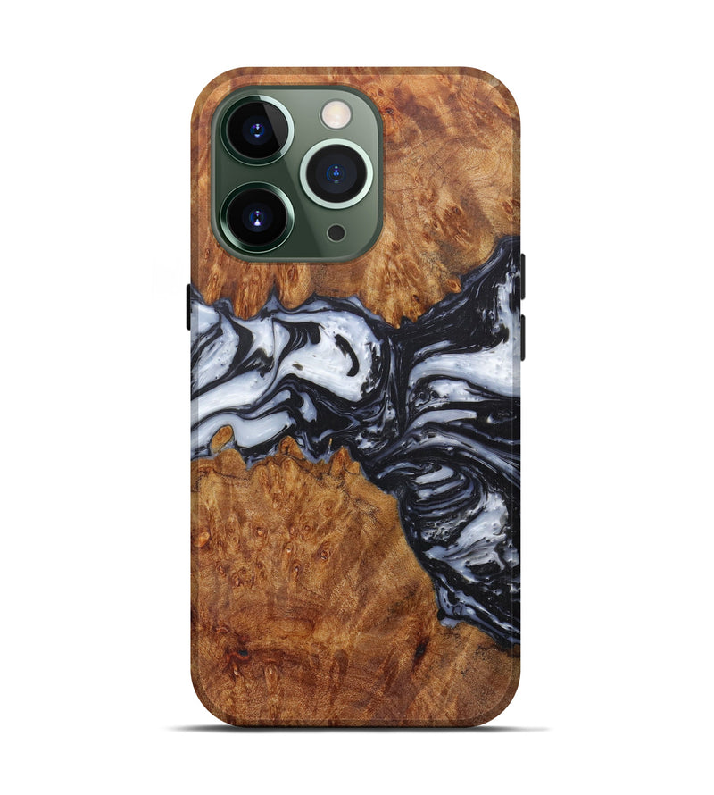 iPhone 13 Pro Wood+Resin Live Edge Phone Case - Celinka (Black & White, 598659)