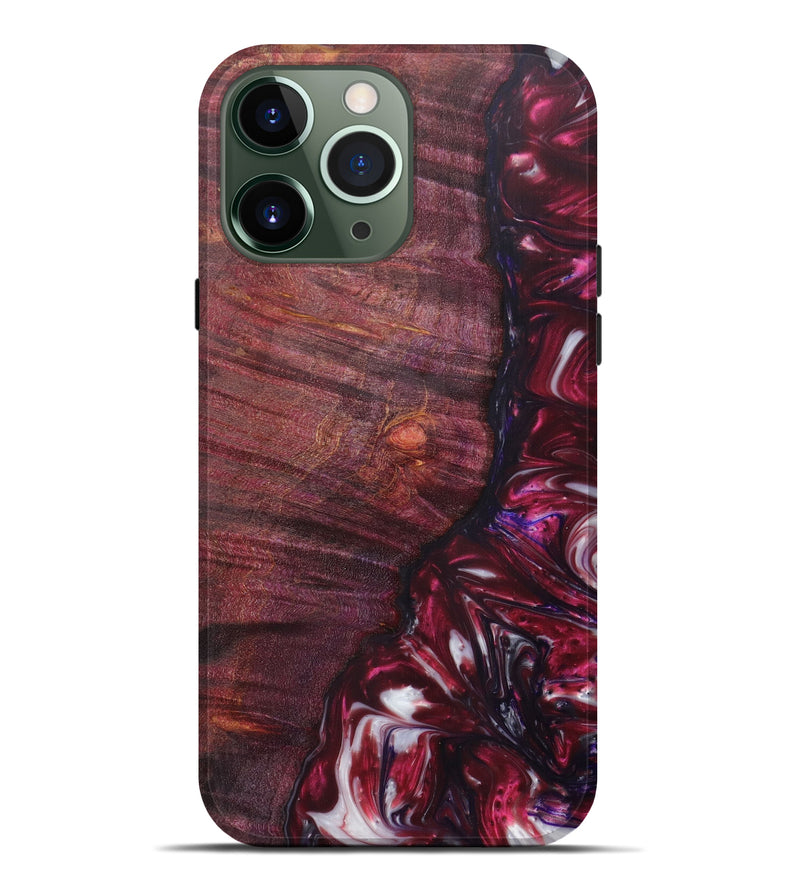 iPhone 13 Pro Max Wood+Resin Live Edge Phone Case - Marlowe (Dark Red, 611080)