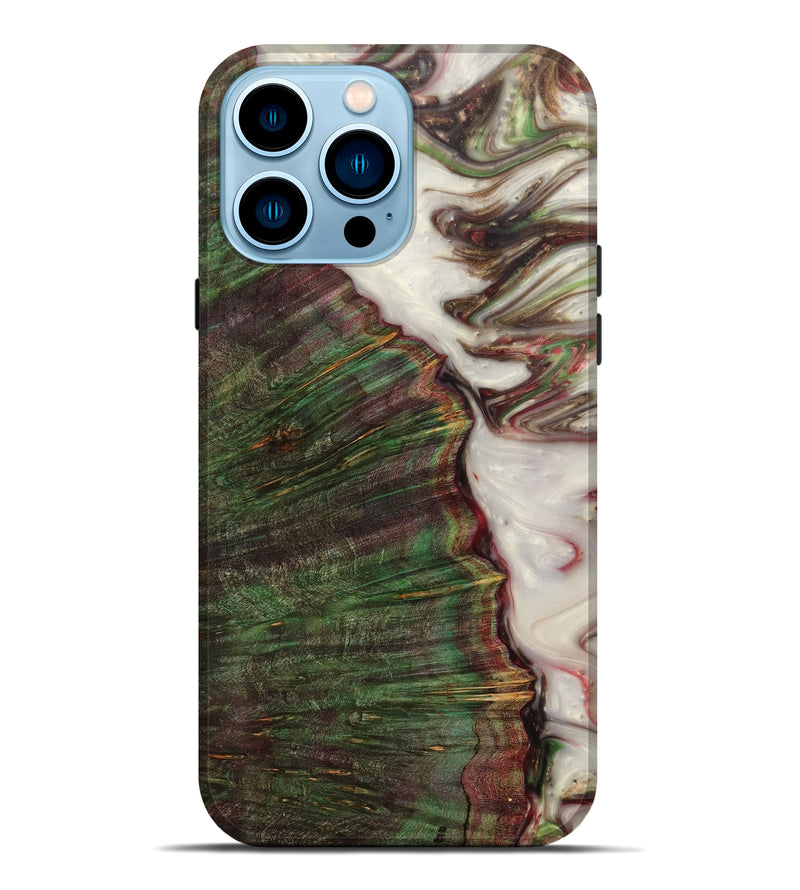iPhone 14 Pro Max Wood+Resin Live Edge Phone Case - Jesus (Red, 623142)
