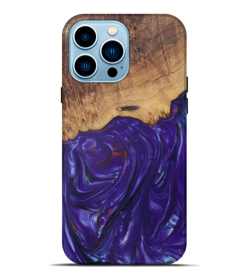 iPhone 14 Pro Max Wood+Resin Live Edge Phone Case - Ru (Purple, 590660)