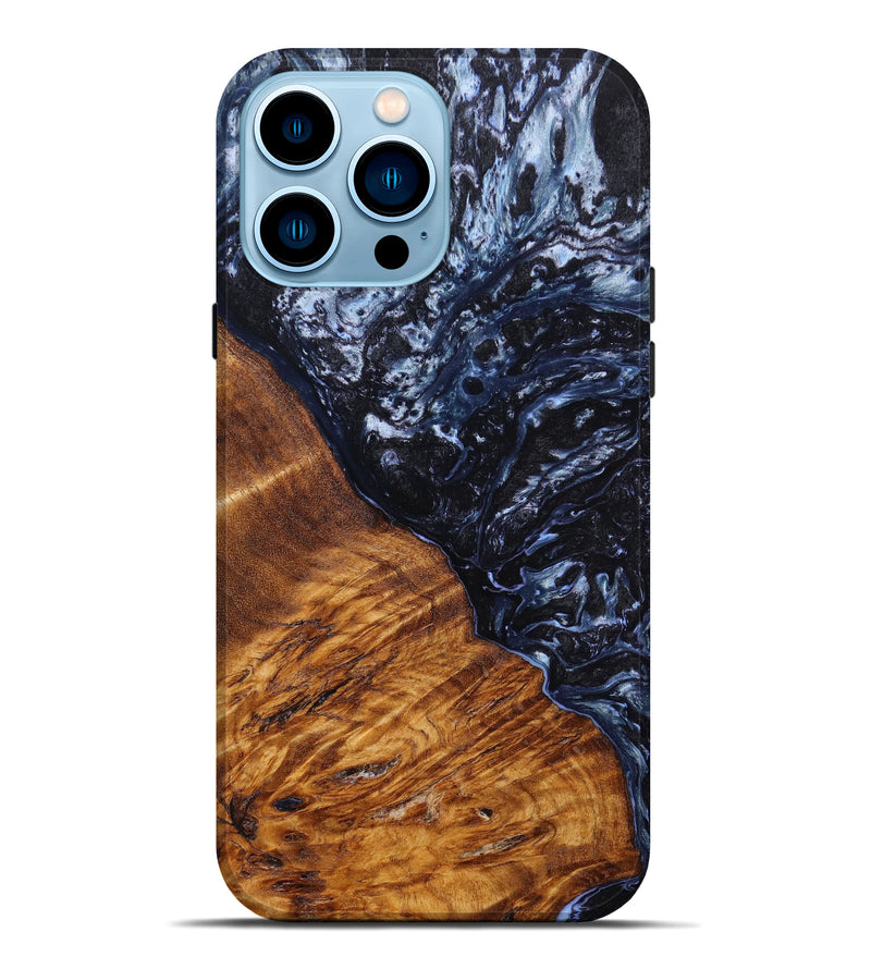 iPhone 14 Pro Max Wood+Resin Live Edge Phone Case - Foster (Blue, 630829)