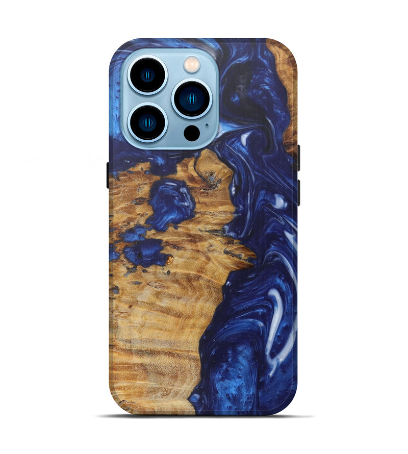 iPhone 14 Pro Wood+Resin Live Edge Phone Case - Kristyn (Dark Blue, 598631)