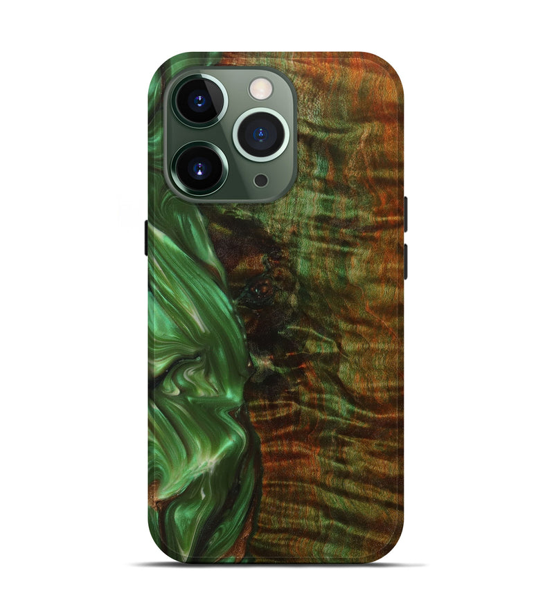 iPhone 13 Pro Wood+Resin Live Edge Phone Case - Blanche (Green, 623002)