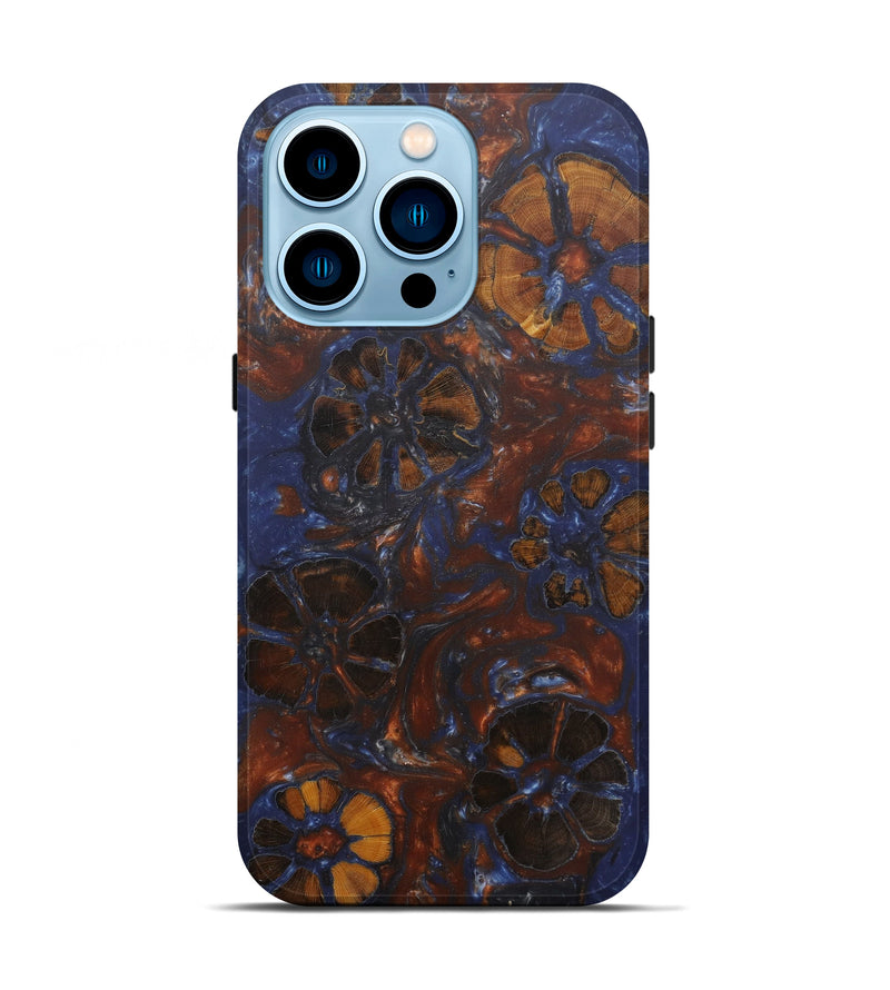 iPhone 14 Pro Wood+Resin Live Edge Phone Case - Nancy (Dark Blue, 594806)