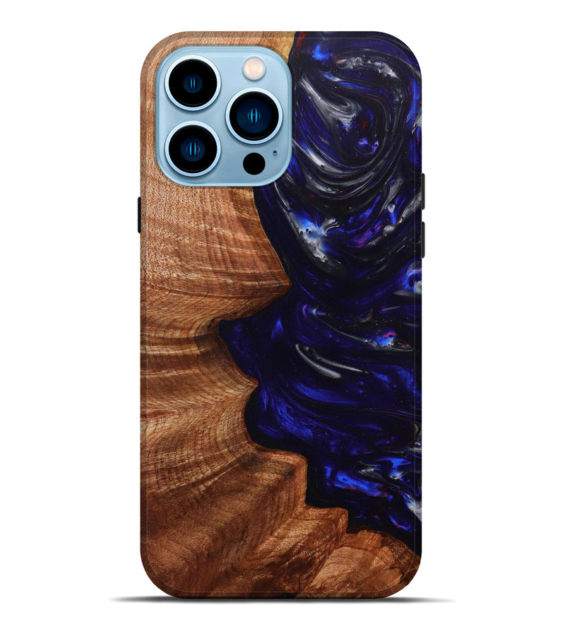 iPhone 14 Pro Max Wood+Resin Live Edge Phone Case - Lana (Blue, 640502)