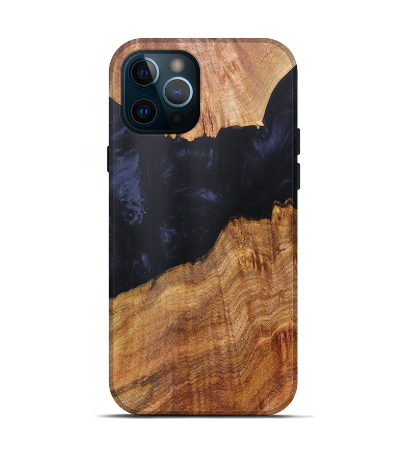iPhone 12 Pro Wood+Resin Live Edge Phone Case - Leila (Pure Black, 607200)