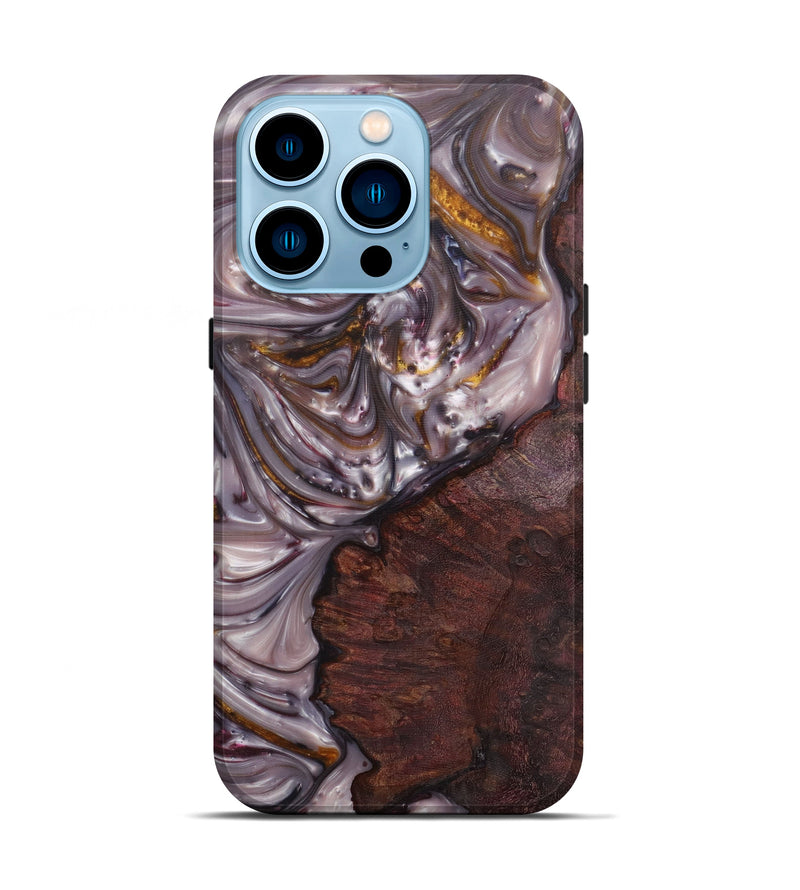 iPhone 14 Pro Wood+Resin Live Edge Phone Case - Tildie (Dark Red, 588688)