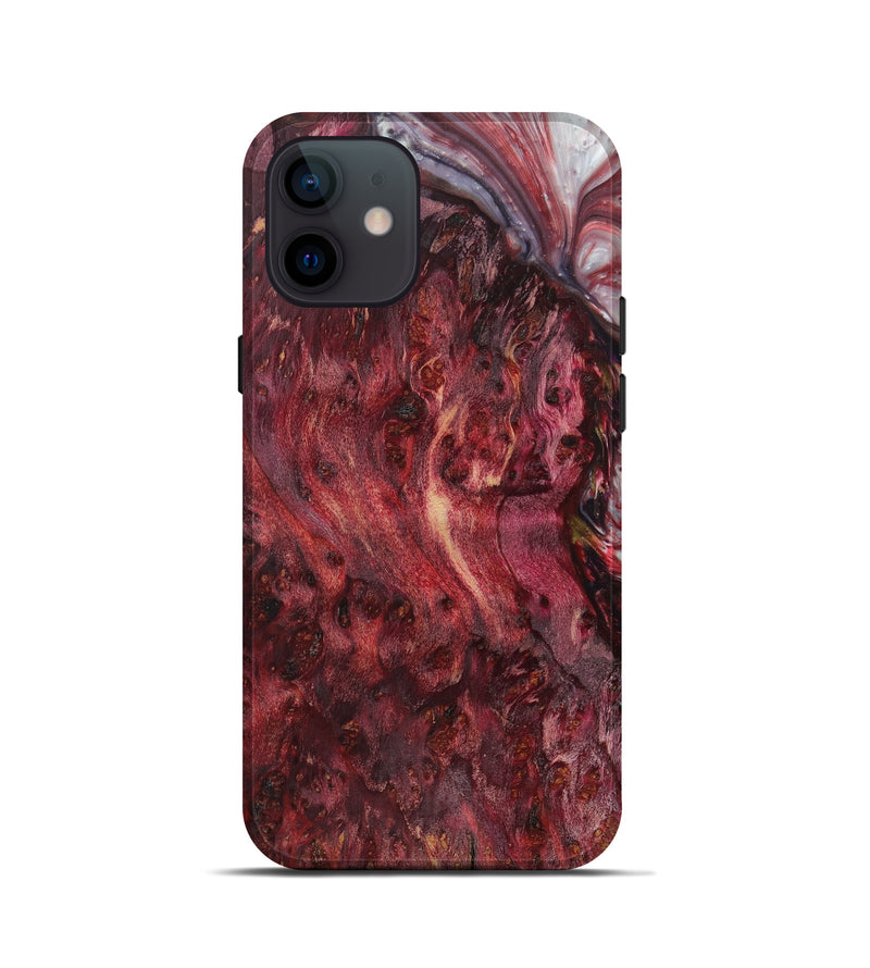 iPhone 12 mini Wood+Resin Live Edge Phone Case - Crystal (Dark Red, 616874)