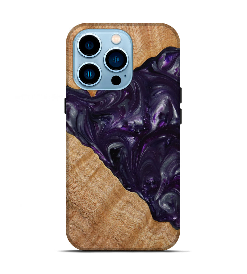 iPhone 14 Pro Wood+Resin Live Edge Phone Case - Matthew (Purple, 644292)
