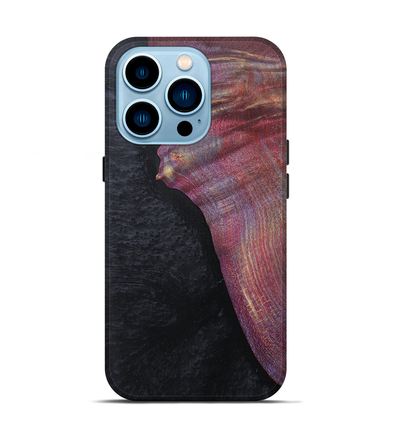 iPhone 14 Pro Wood+Resin Live Edge Phone Case - Keven (Pure Black, 591417)