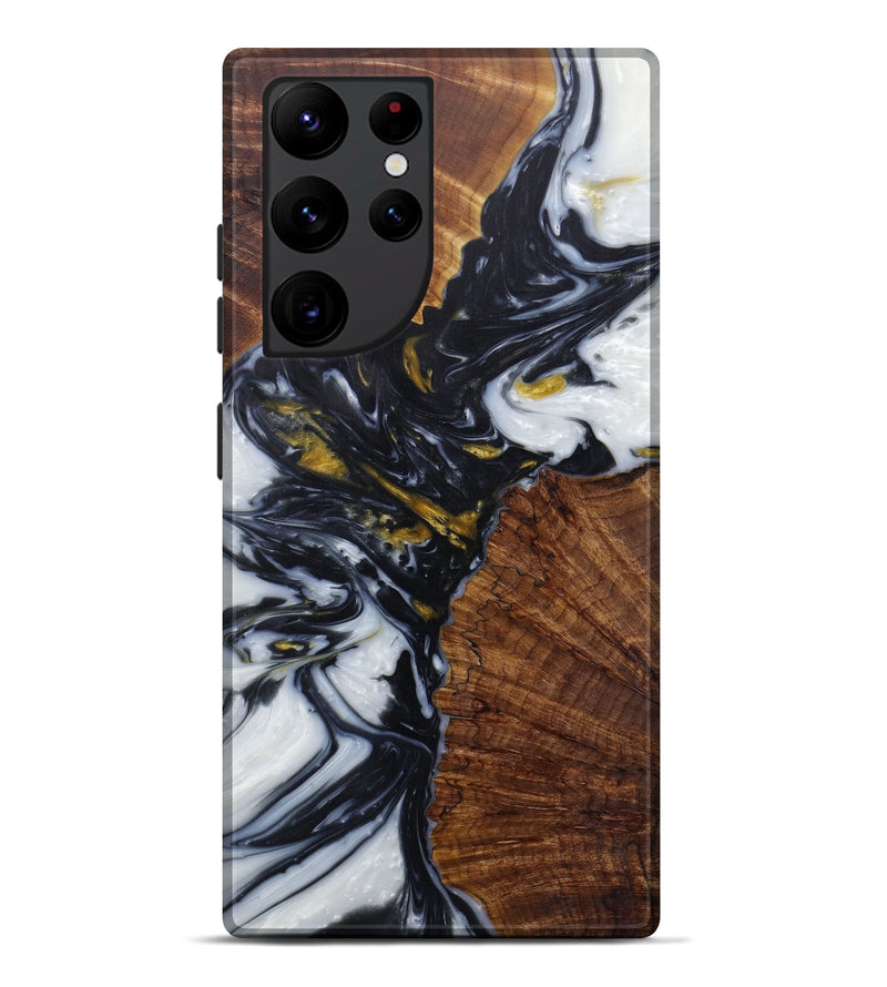 Galaxy S22 Ultra Wood+Resin Live Edge Phone Case - Geir (Black & White, 593777)