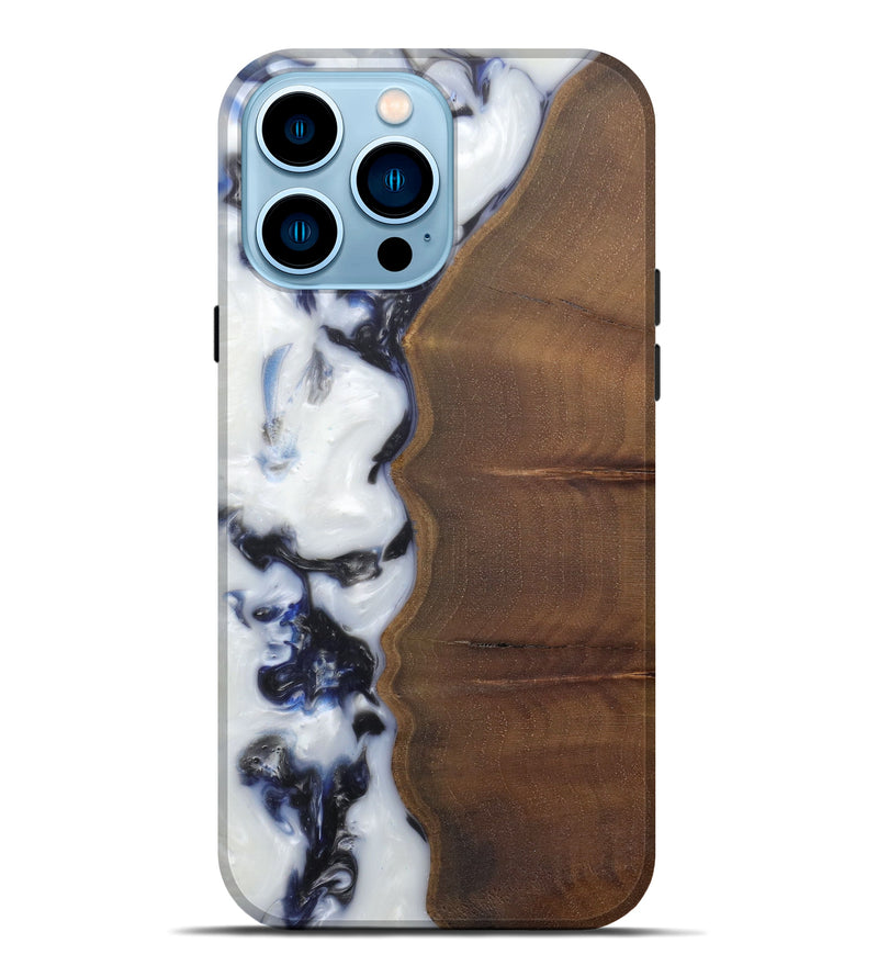 iPhone 14 Pro Max Wood+Resin Live Edge Phone Case - Juile (Black & White, 588019)
