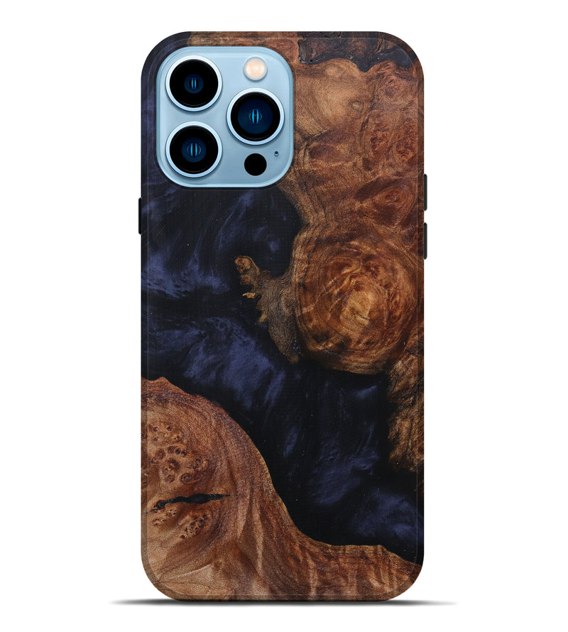 iPhone 14 Pro Max Wood+Resin Live Edge Phone Case - Jailyn (Pure Black, 616642)