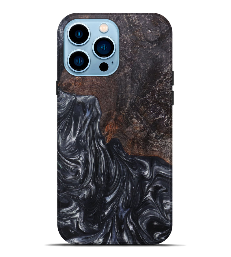 iPhone 14 Pro Max Wood+Resin Live Edge Phone Case - Arturo (Black & White, 621619)