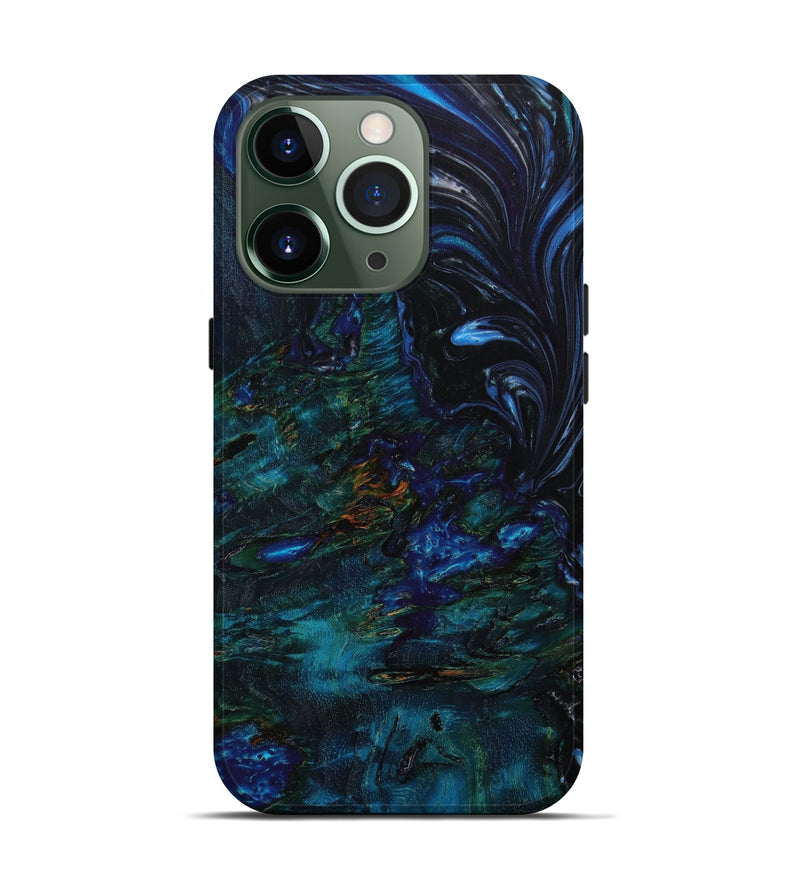 iPhone 13 Pro Wood+Resin Live Edge Phone Case - Katharine (Blue, 643188)