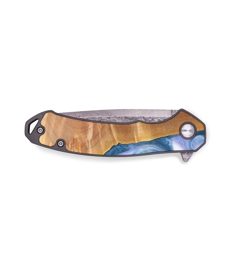 EDC Wood+Resin Pocket Knife - Wyatt (Blue, 636431)