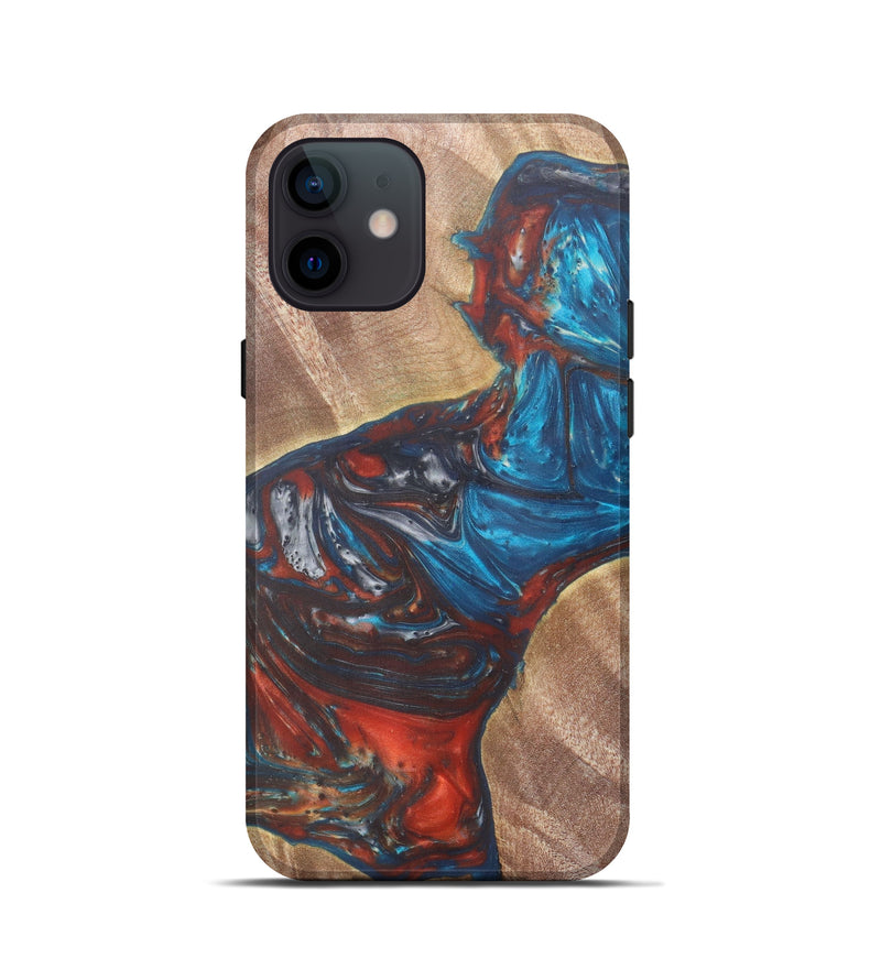 iPhone 12 mini Wood+Resin Live Edge Phone Case - Akio (Light Blue, 607116)