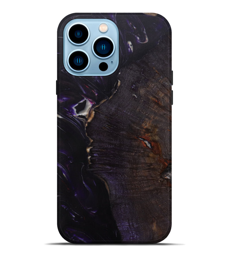 iPhone 14 Pro Max Wood+Resin Live Edge Phone Case - Genny (Pure Black, 585152)