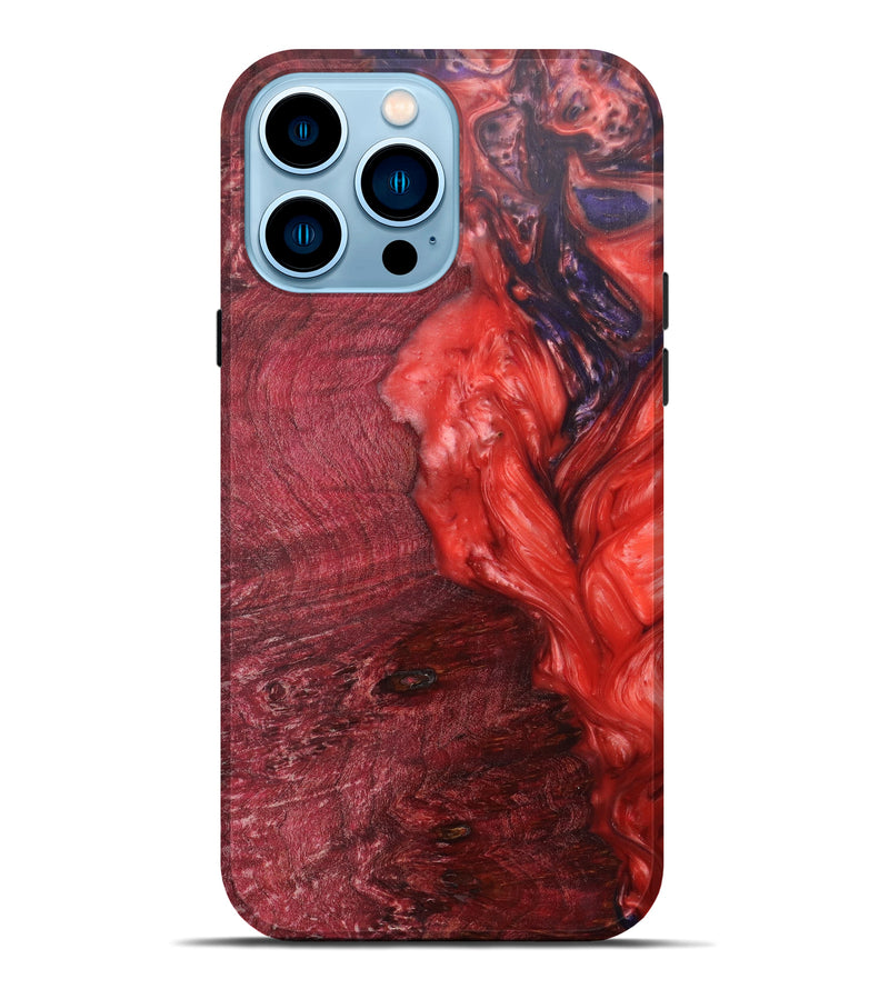 iPhone 14 Pro Max Wood+Resin Live Edge Phone Case - Alfred (Dark Red, 601240)