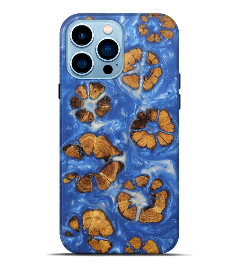 iPhone 14 Pro Max Wood+Resin Live Edge Phone Case - Marya (Light Blue, 595963)