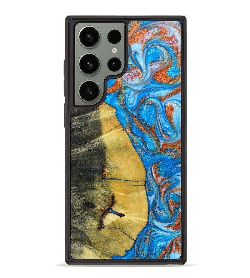 Galaxy S23 Ultra Wood+Resin Phone Case - Annika (Teal & Gold, 637301)