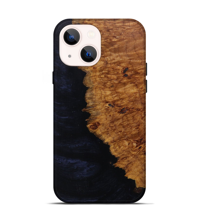 iPhone 13 Wood+Resin Live Edge Phone Case - Elaine (Pure Black, 610317)