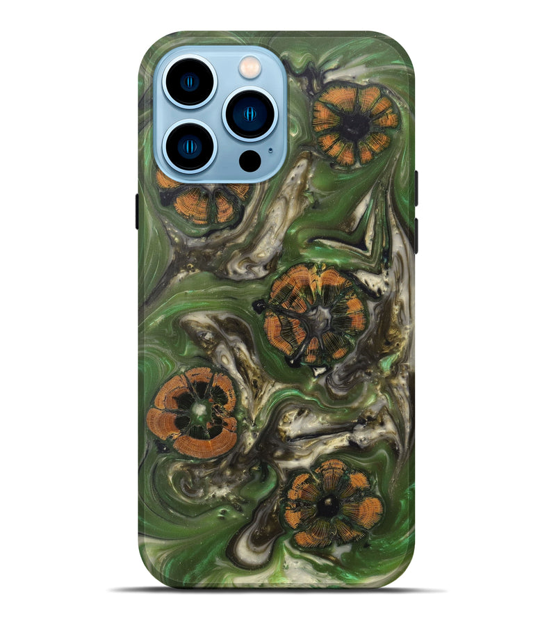 iPhone 14 Pro Max Wood+Resin Live Edge Phone Case - Livvie (Dark Green, 604289)