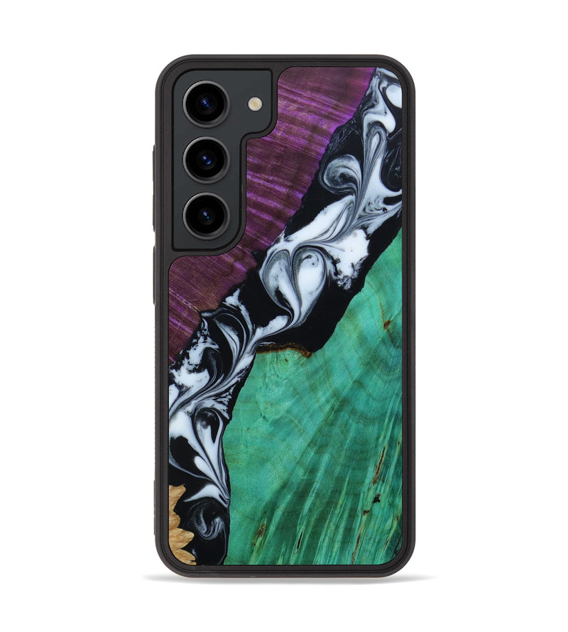 Galaxy S23 Wood+Resin Phone Case - Betty (Black & White, 642697)