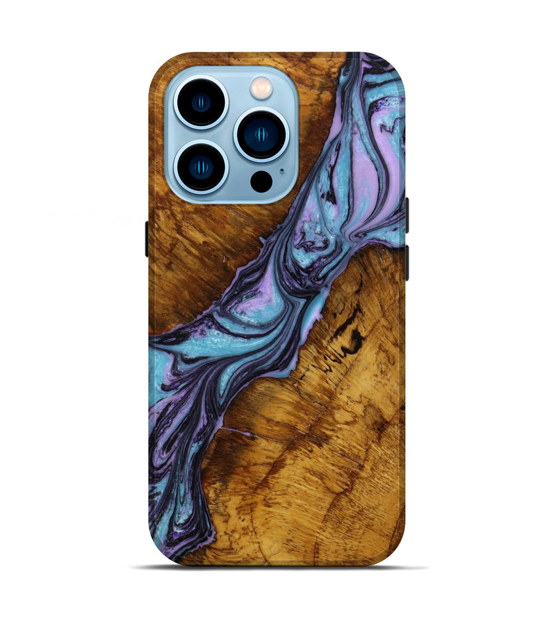 iPhone 14 Pro Wood+Resin Live Edge Phone Case - Bob (Purple, 643400)