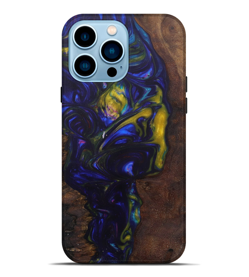 iPhone 14 Pro Max Wood+Resin Live Edge Phone Case - Hedwiga (Dark Blue, 604586)