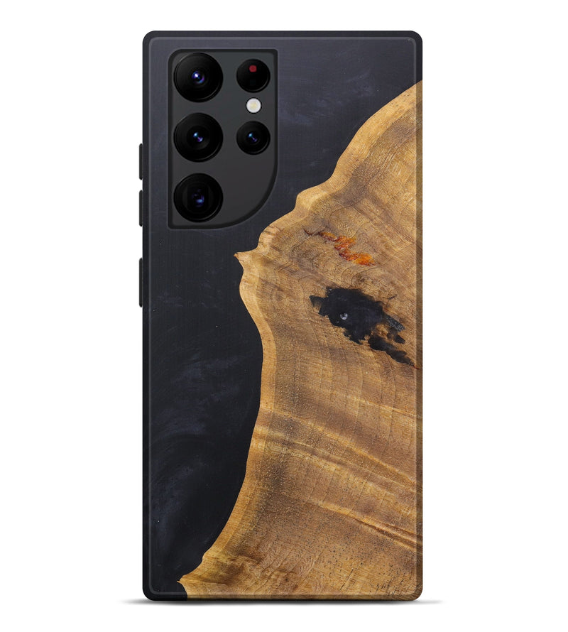 Galaxy S22 Ultra Wood+Resin Live Edge Phone Case - Birgitta (Pure Black, 607133)