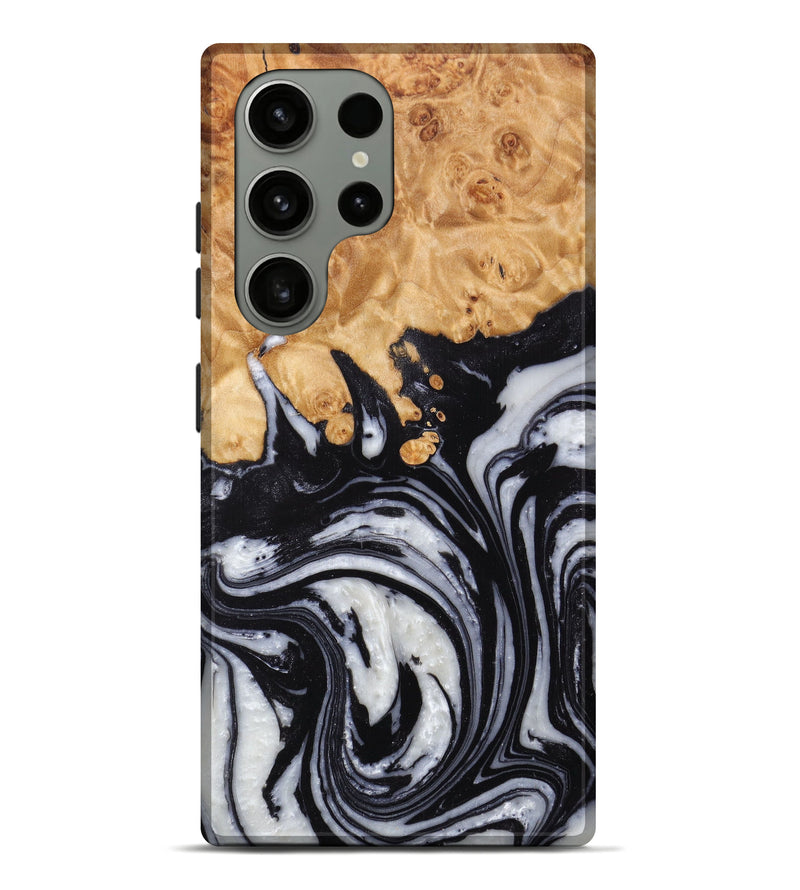 Galaxy S23 Ultra Wood+Resin Live Edge Phone Case - Braulio (Black & White, 626094)