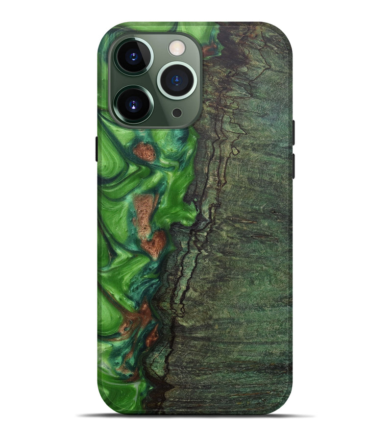 iPhone 13 Pro Max Wood+Resin Live Edge Phone Case - Jemima (Dark Green, 582831)