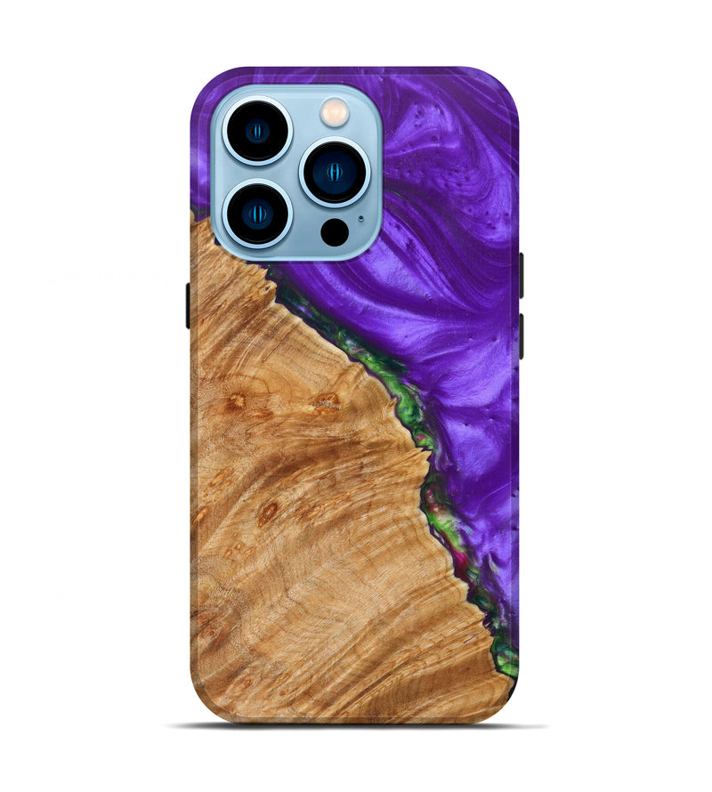 iPhone 14 Pro Wood+Resin Live Edge Phone Case - Boston (Purple, 626978)