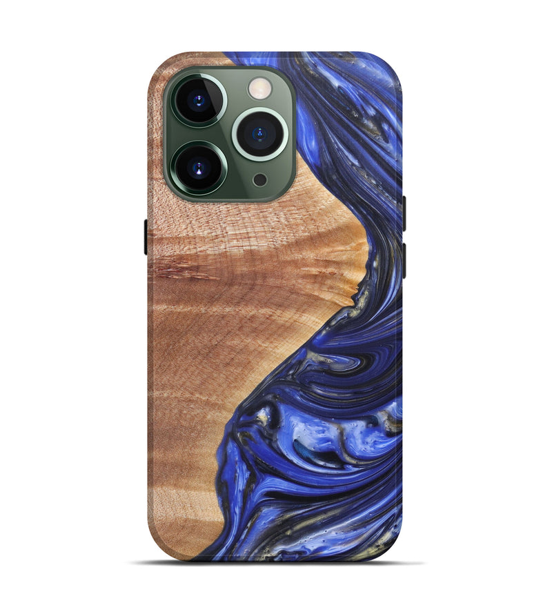 iPhone 13 Pro Wood+Resin Live Edge Phone Case - Kumar (Light Blue, 608617)