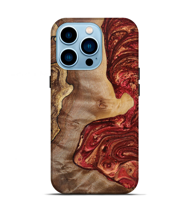 iPhone 14 Pro Wood+Resin Live Edge Phone Case - Cecilia (Red, 638977)