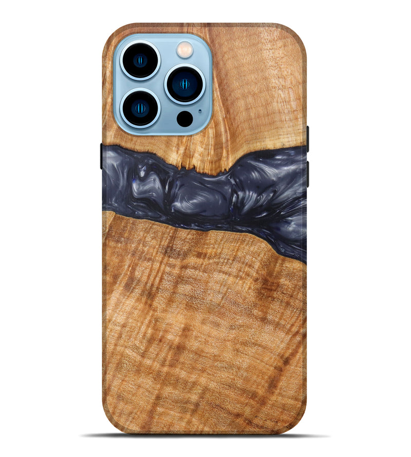 iPhone 14 Pro Max Wood+Resin Live Edge Phone Case - Yair (Metallic, 616855)